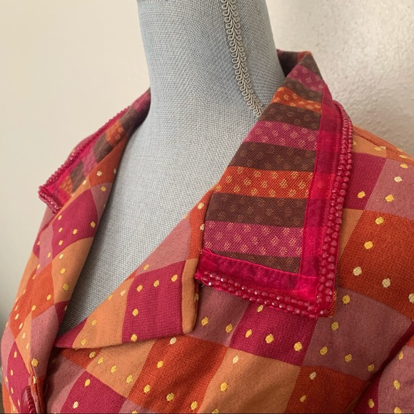 Taylor G Long Coat Jacket Orange Brown Pink Yellow - Picture 7 of 14